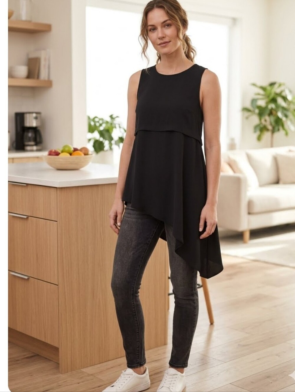 Love J Women's Black Asymmetric Shirt/Mini Dress Size Medium